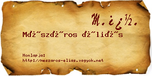 Mészáros Éliás névjegykártya